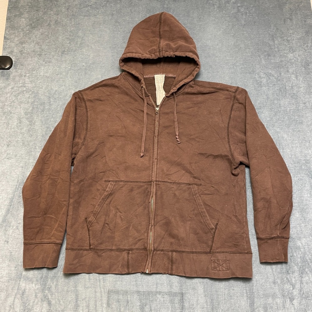 Old Navy VIP Access Live Hoodie Mens 2XL Brown Drawstring Ribbed Hem Full Zip